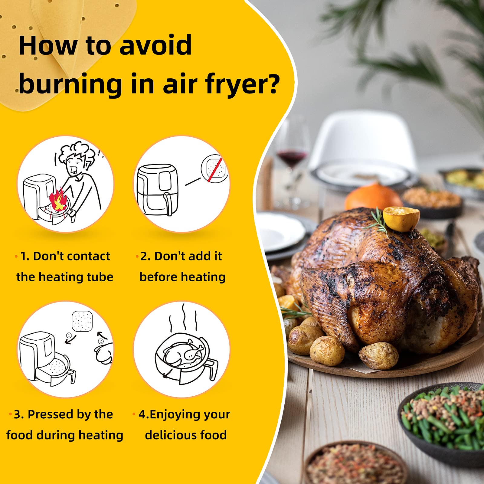 Katbite 200Pcs 9 Inch Air Fryer Parchment Paper, Heavy Duty Perforated Parchment Paper, Unbleached Air Fryer Parchment Paper Lin